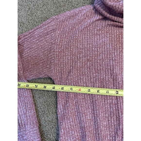 ANTHROPOLOGIE Saturday Sunday Pink Waffle Knit Sweater Cowl Neck Preppy Basic M - Picture 5 of 6